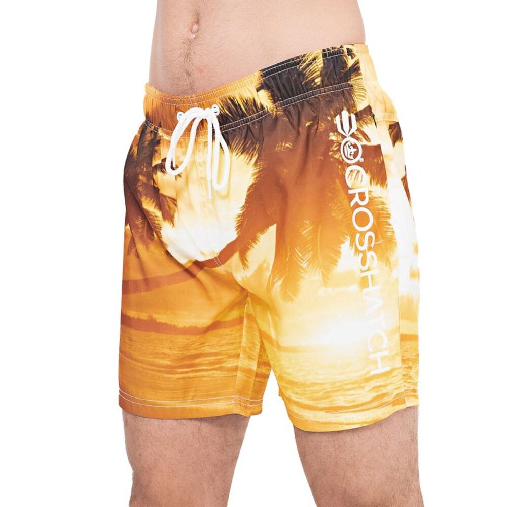 Crosshatch Mens Beach Dream Sunset Swim Shorts / Orange